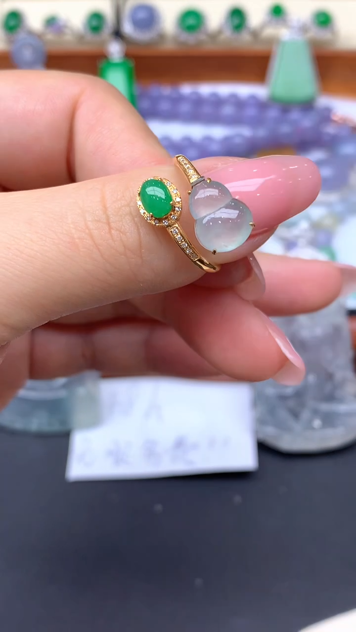 【闪购商品】翡翠戒指18K金镶嵌159-天然翡翠