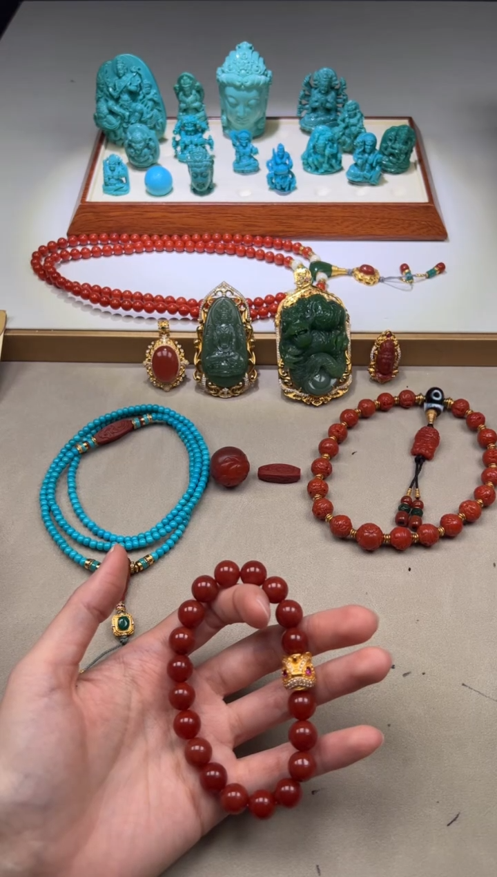 【闪购商品】南红玛瑙手串手串18K金镶嵌手串手串