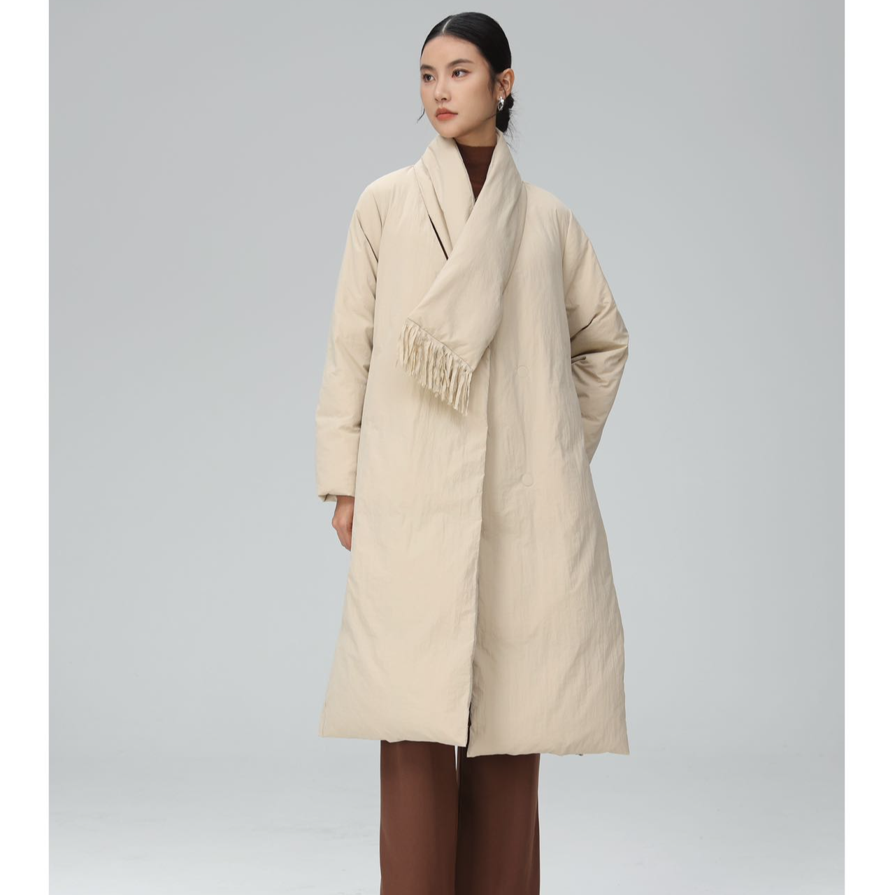 【长款围脖】新款温暖围巾腰带收腰显瘦长羽绒服外套88211