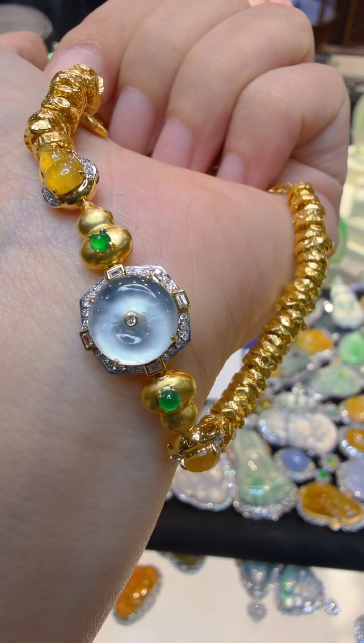足金镶嵌手链翡翠多样性团购发一件