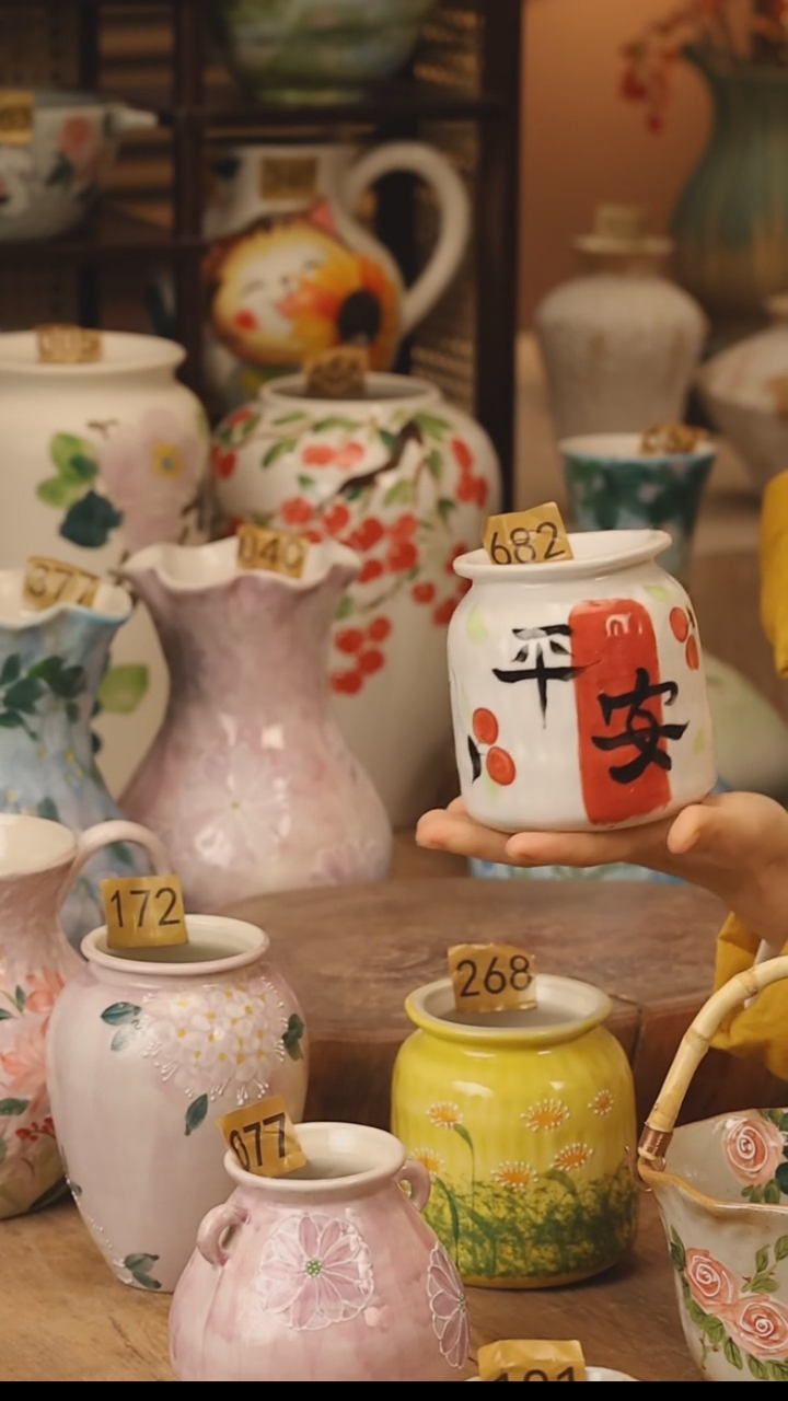 陶瓷景德镇设计师手作花器摆件侘寂风@M682@