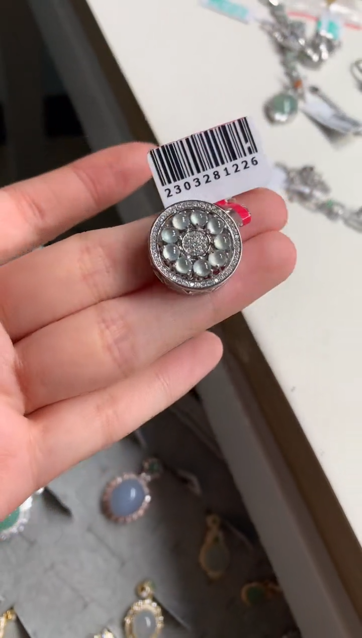 银S925镶嵌戒指翡翠吊坠8