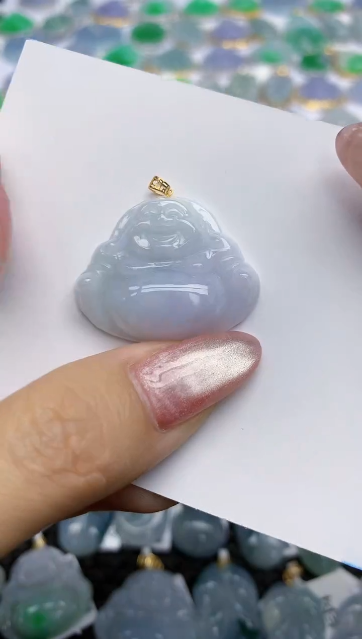 【闪购商品】翡翠挂件18K金镶嵌天然翡翠A货