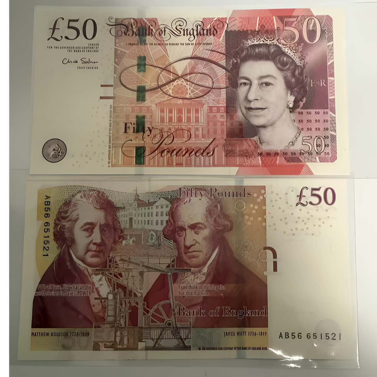 欧洲 英国F序列2010年版50镑纸币（瓦特&博尔顿）全新保真外国纸币