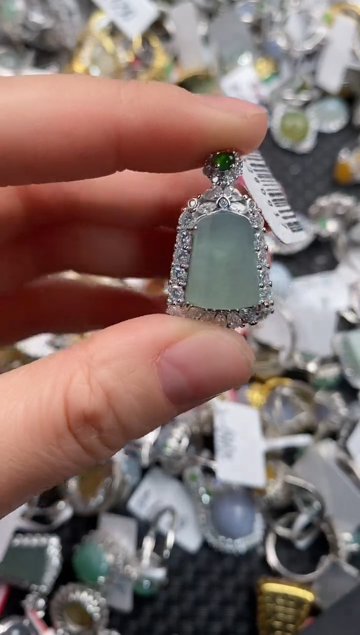 银S925镶嵌戒指翡翠999               4