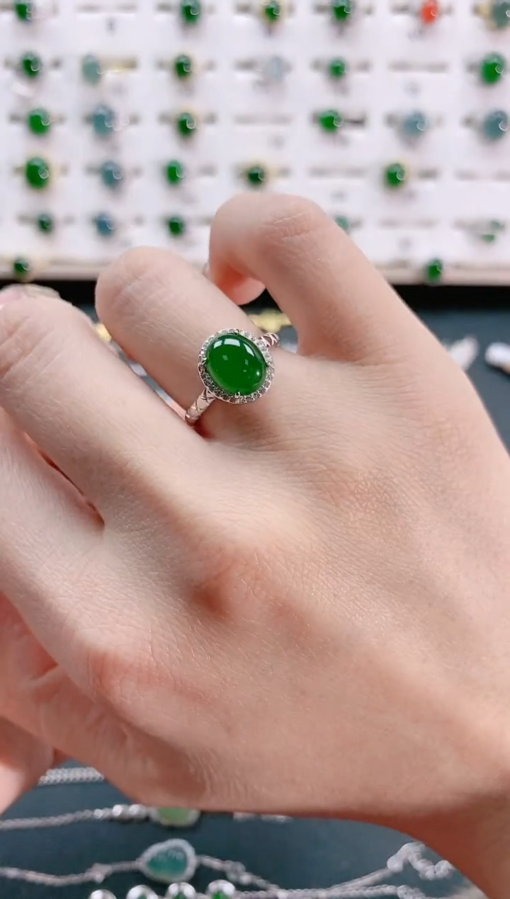 【闪购商品】翡翠戒指银S925镶嵌天然翡翠