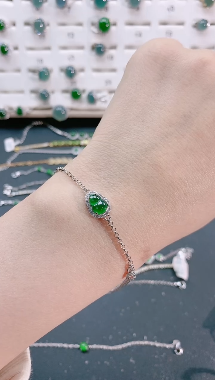 【闪购商品】翡翠手链银S925镶嵌天然翡翠