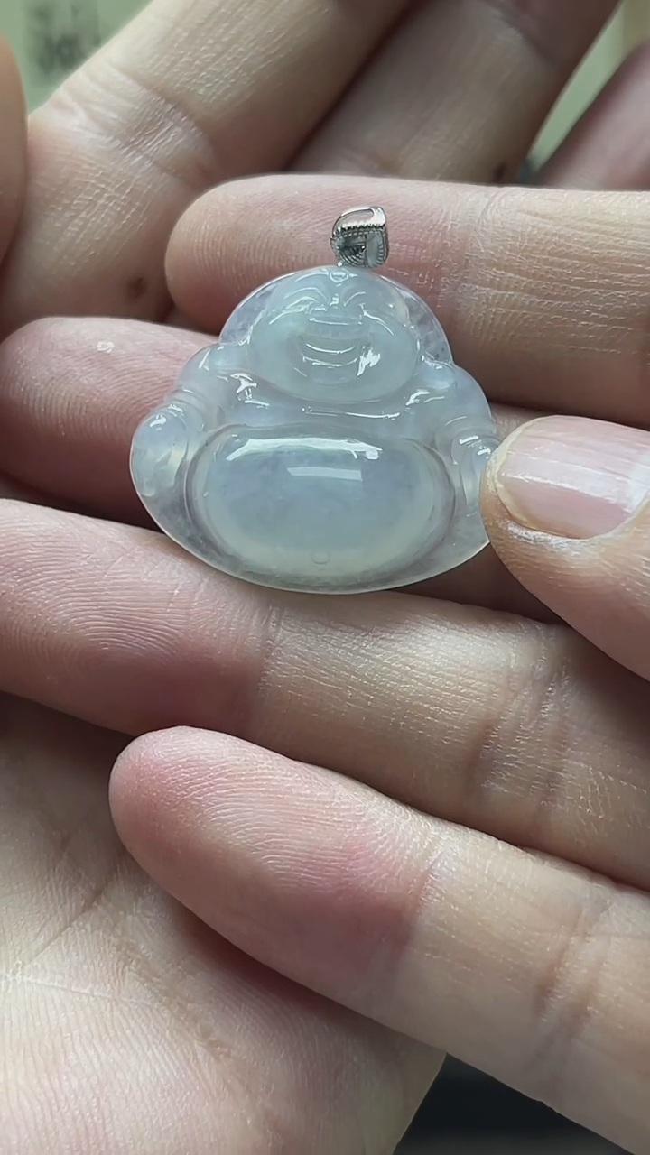 【闪购商品】翡翠颈饰18K金镶嵌翡翠佛公吊坠多人