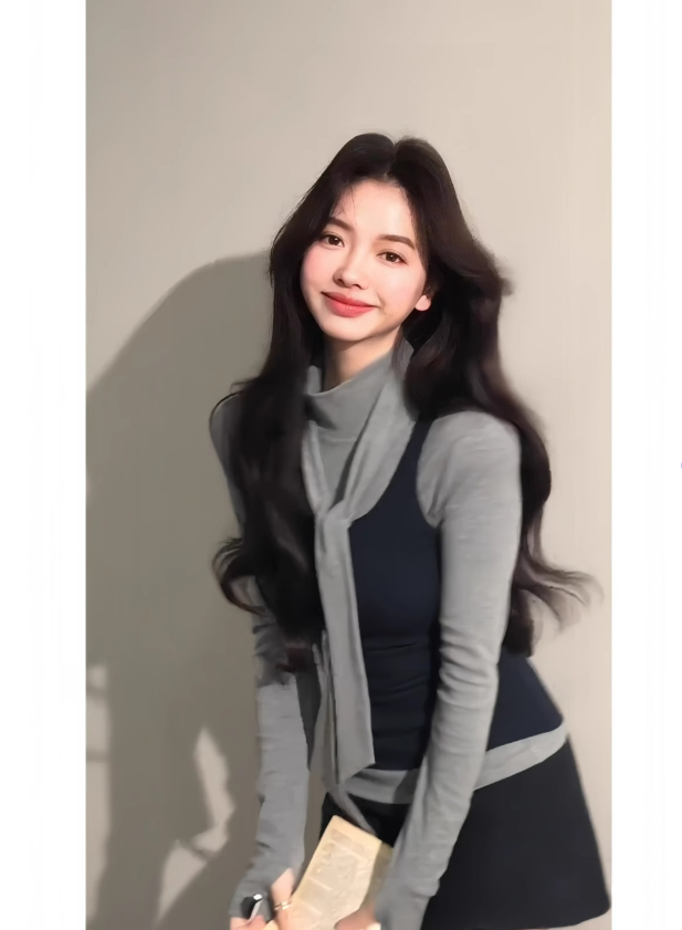 【200-250】修身性感风T恤长袖套装春秋女时尚小众显瘦休闲打底