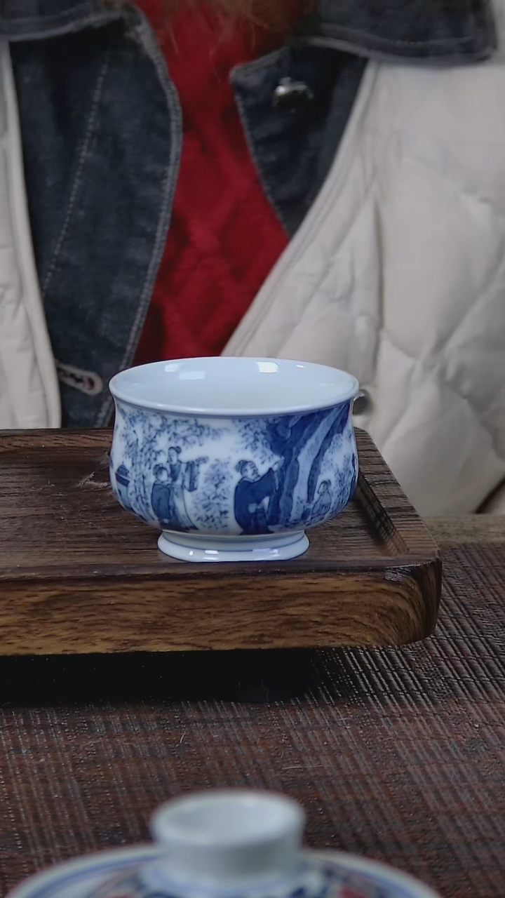 【闪购商品】折葵非器手工手绘竹林七贤小炉式杯留白