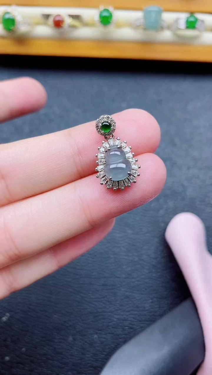 银S925镶嵌戒指翡翠1