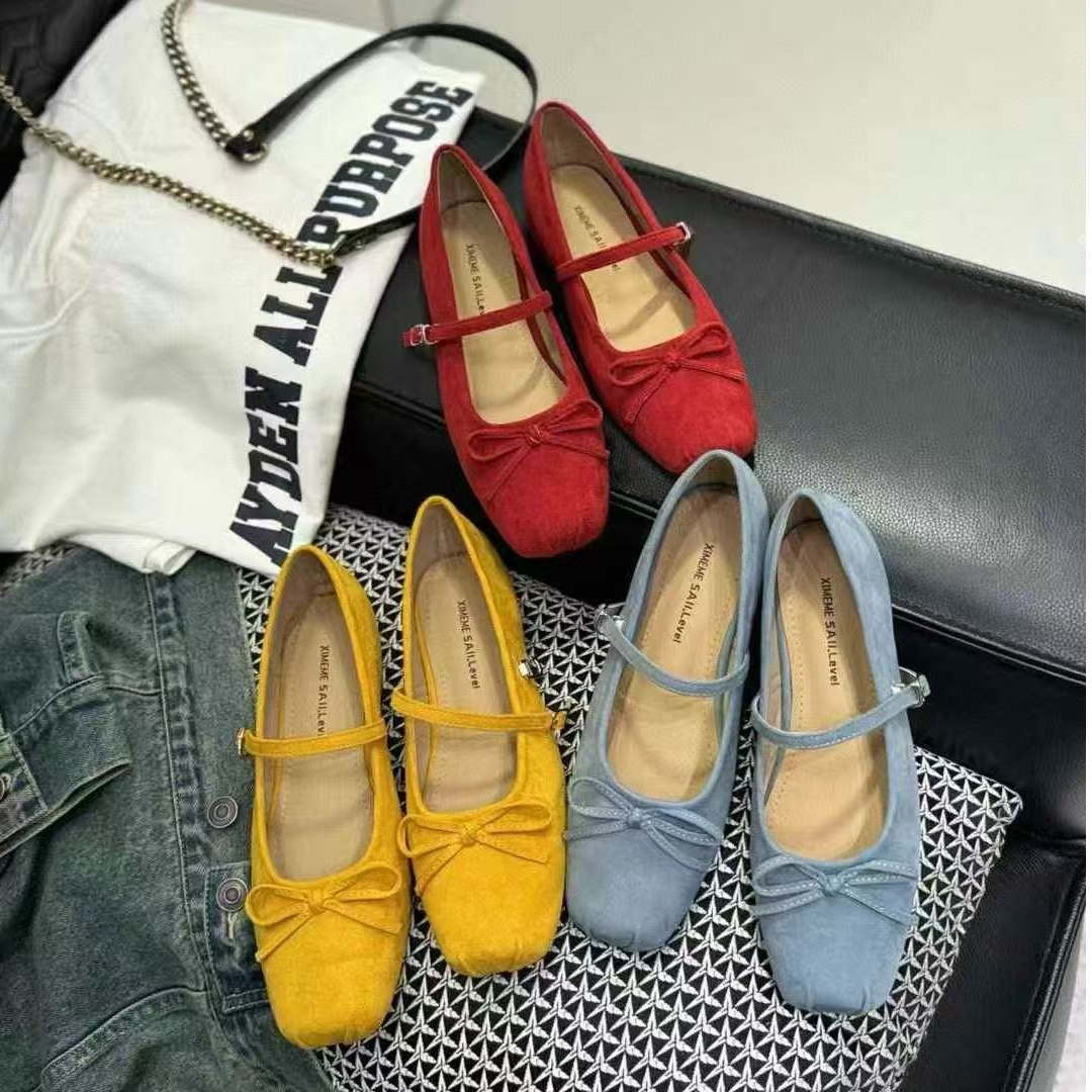 全员自留~蝴蝶结一字扣带跟玛丽珍单鞋谁穿谁好看～1516-6