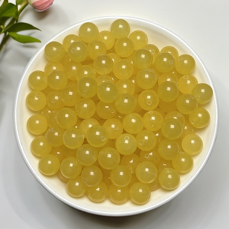 天然散珠 玛瑙圆珠（蜜蜡黄）[M120]10mm 20颗9.9元