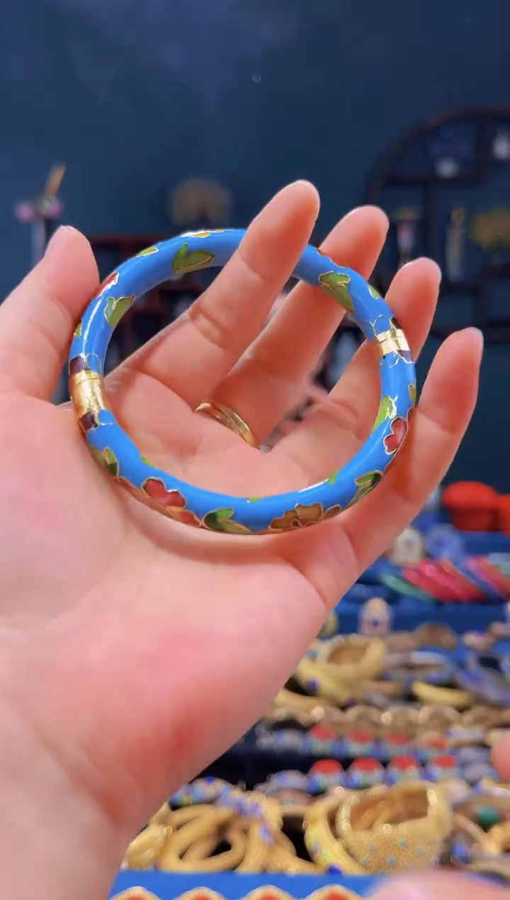 【闪购商品】非遗绝技 景泰蓝银蓝手镯 天蓝