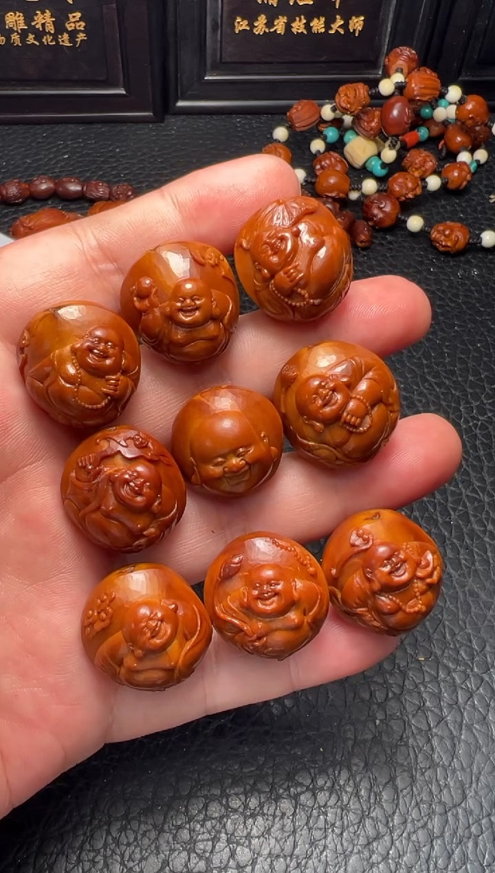 手串/手链橄榄核回血竹子本工浮雕整身八宝弥勒手串