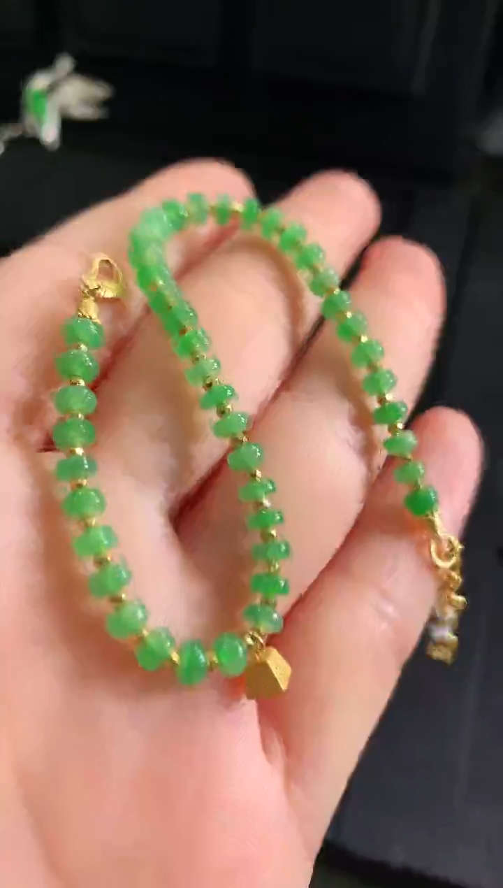 【闪购商品】翡翠手链18K金镶嵌手链