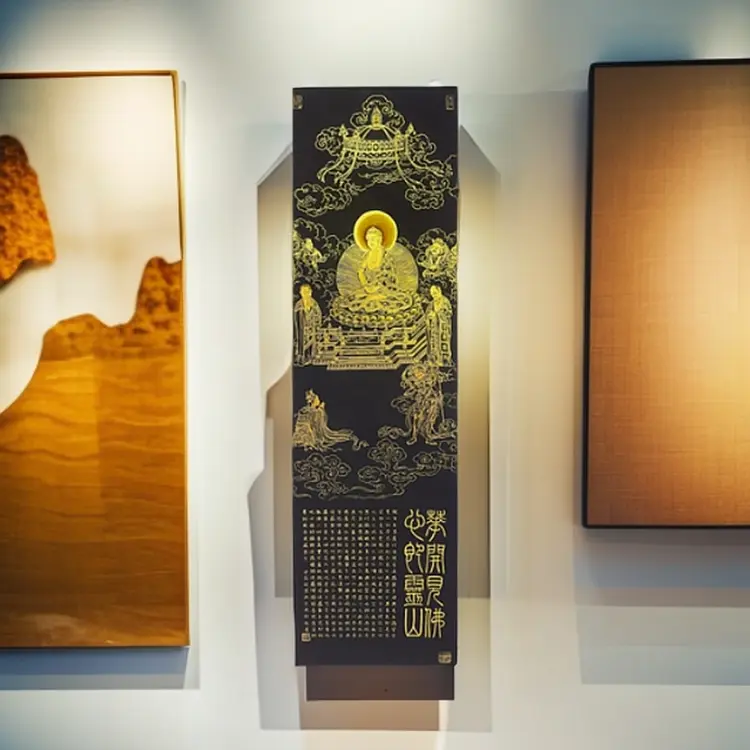 【手绘秘彩描金】佛陀讲经图——胡墨——手绘国画