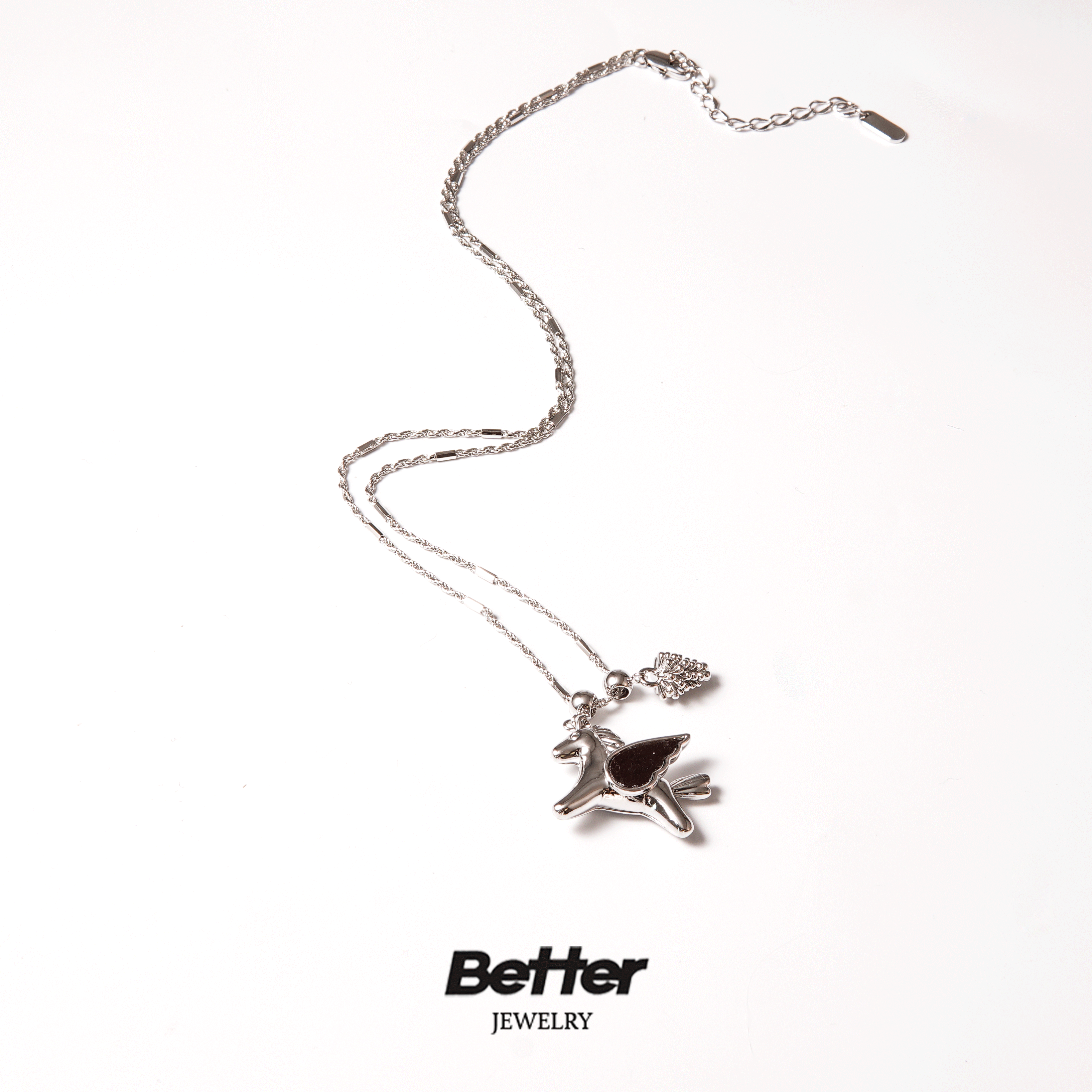 铜合金项链 G505 黑翼小马项链