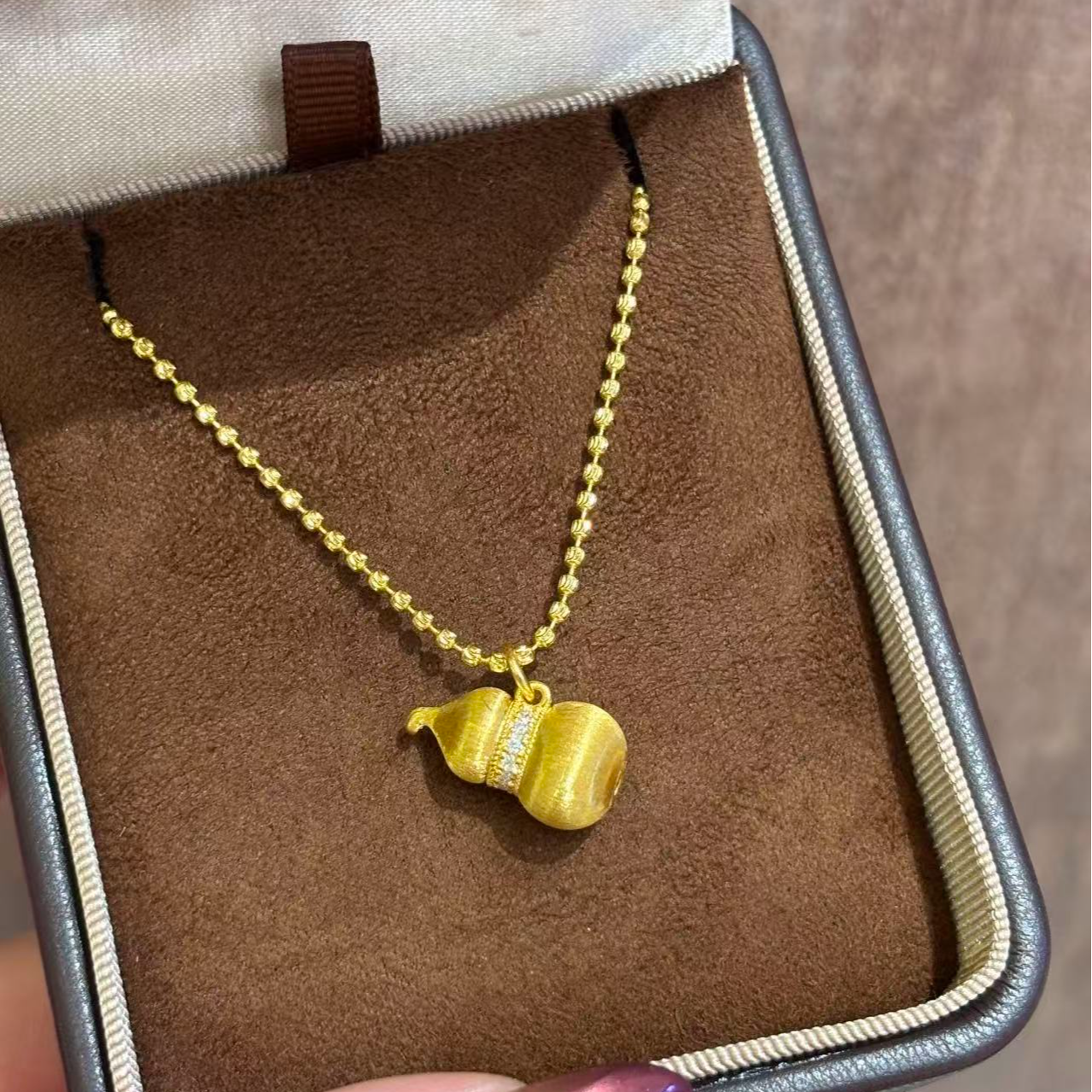 【伟新源】足金999 镶嵌拉丝葫芦吊坠5.33克（不含链）附加89