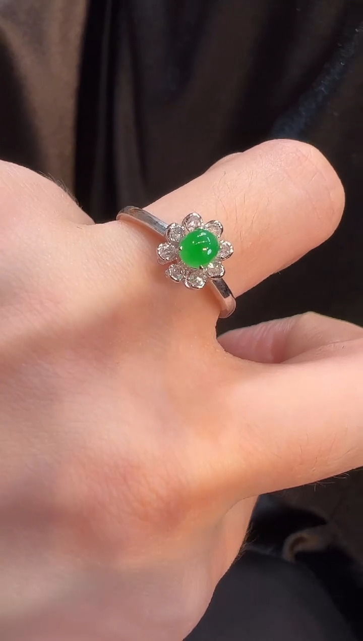 【闪购商品】翡翠戒指18K金镶嵌戒指