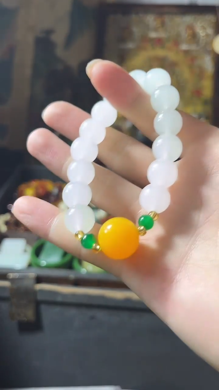 未镶嵌琥珀手链品凡精品直播和田玉手串