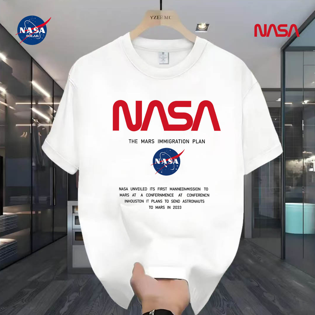 NASA联名纯棉夏季圆领短袖T恤微宽松时尚男女同款休闲百74