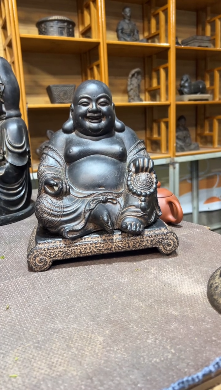 陶土大肚佛+小江枫底座