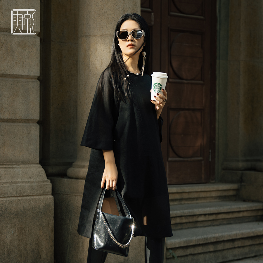 华锦云衫 I 【桃夭曲】新中式国风香云纱木机织泗泾素罗上衣