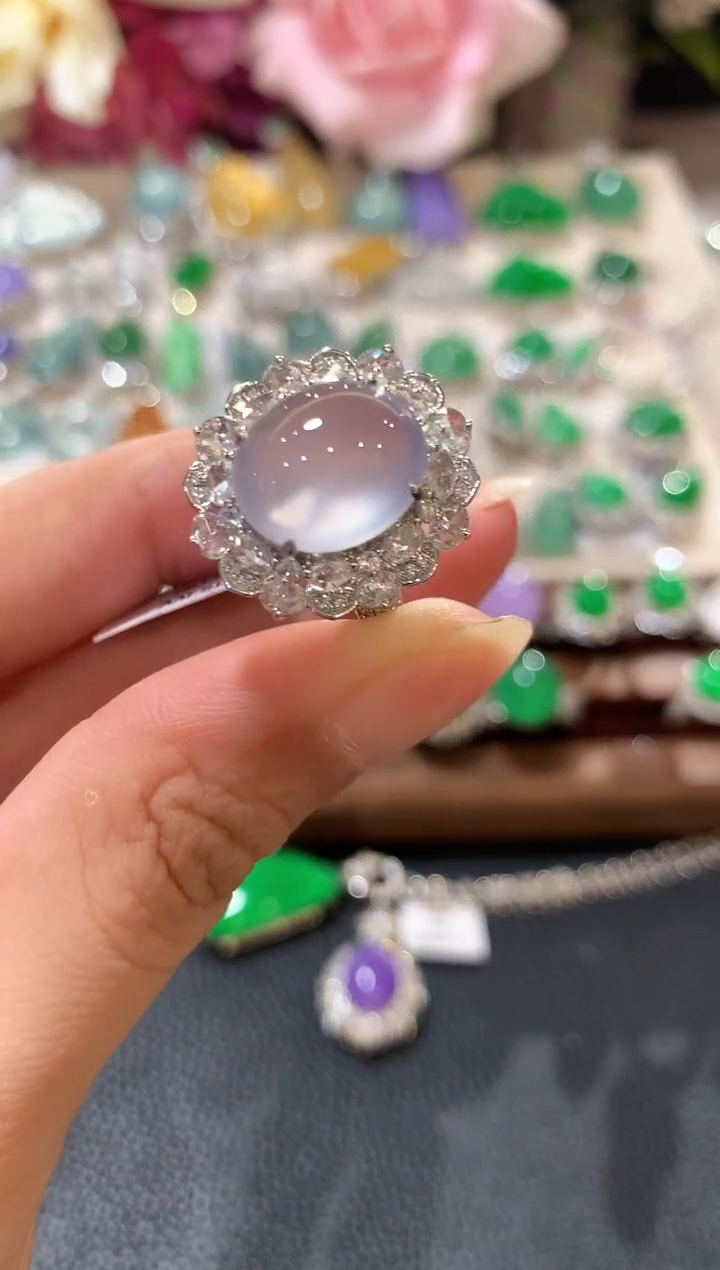 18K金镶嵌戒指翡翠幸***️m53  