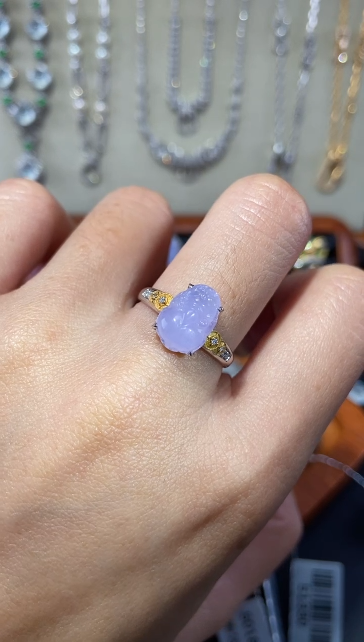 【闪购商品】翡翠戒指18K金镶嵌戒指