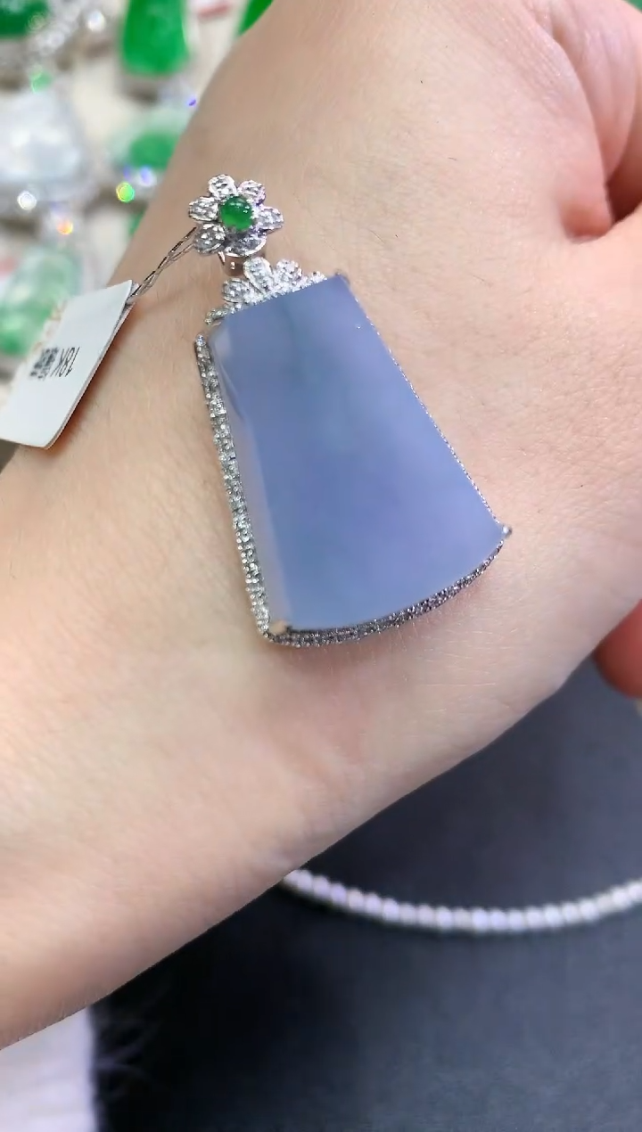 【闪购商品】翡翠颈饰18K金镶嵌B74   紫货有色差