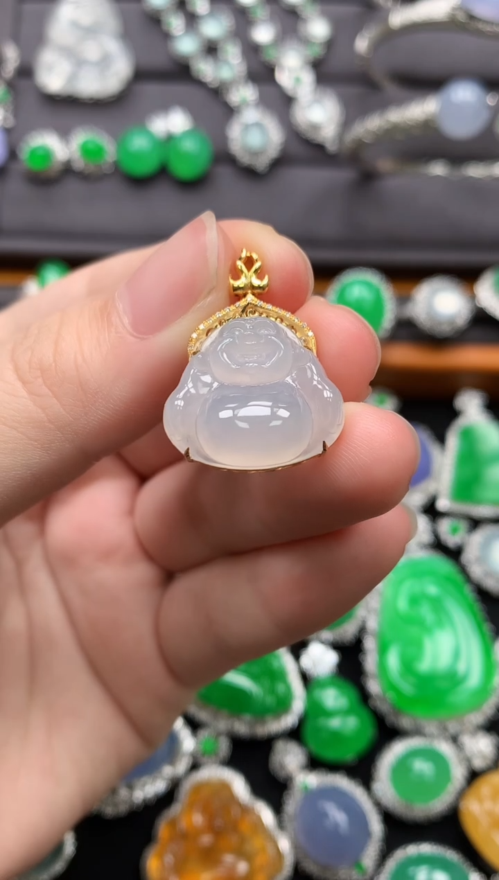吊坠(不含链)18K金镶嵌翡翠翡翠