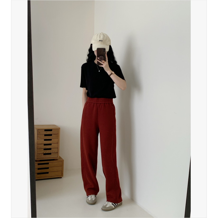 醋酸绵羊毛松紧腰通勤女式加绒窄版直筒裤25DAK1121