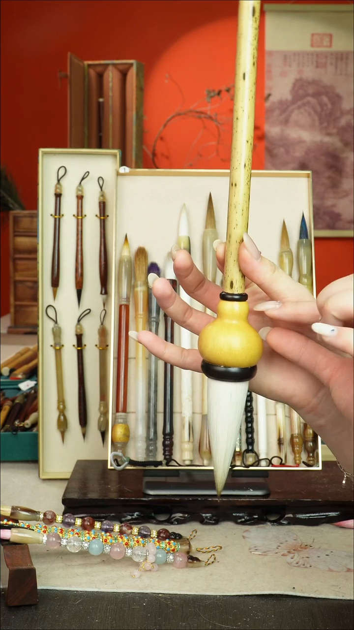 36号闪孤品高货毛笔链接 清水试笔 蘸墨不退