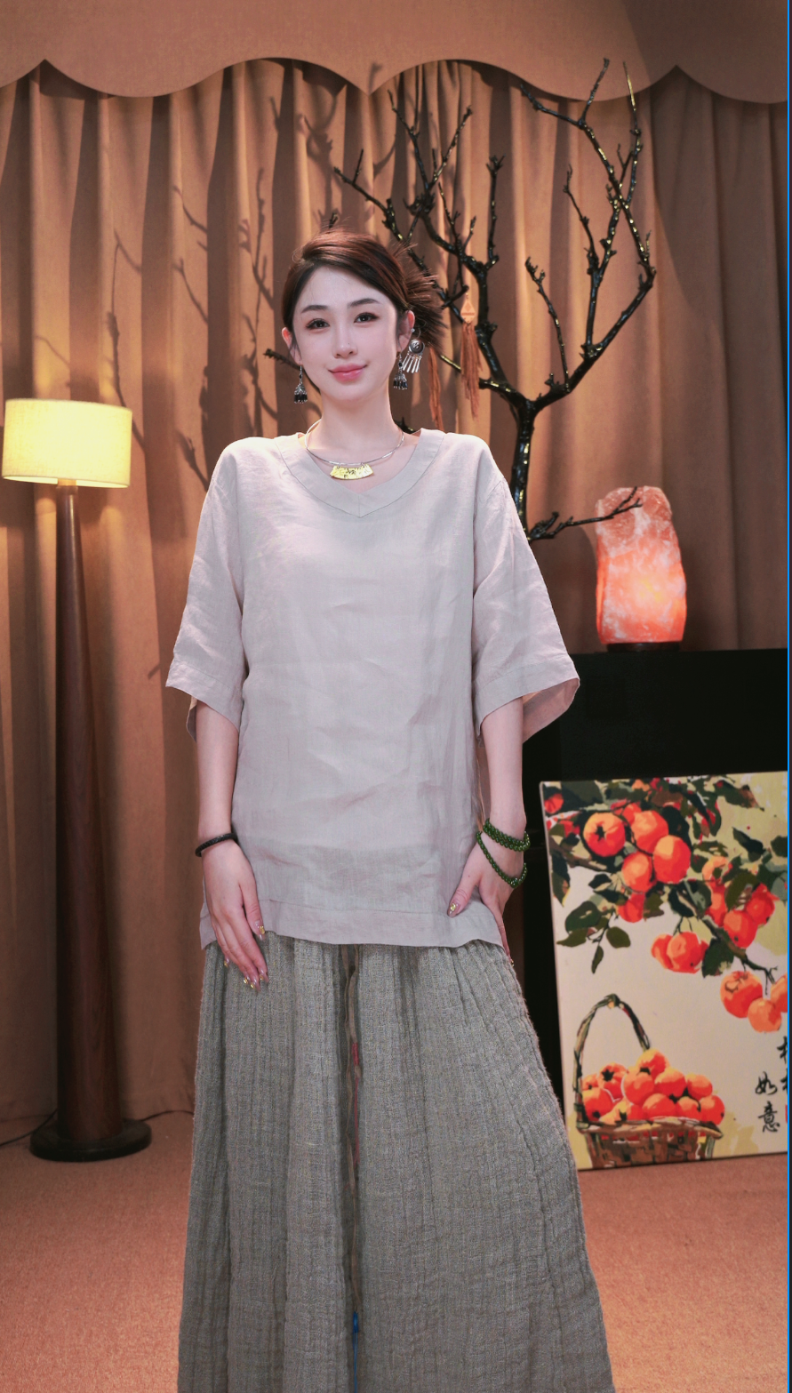 壹木亚麻宽松慵懒上衣