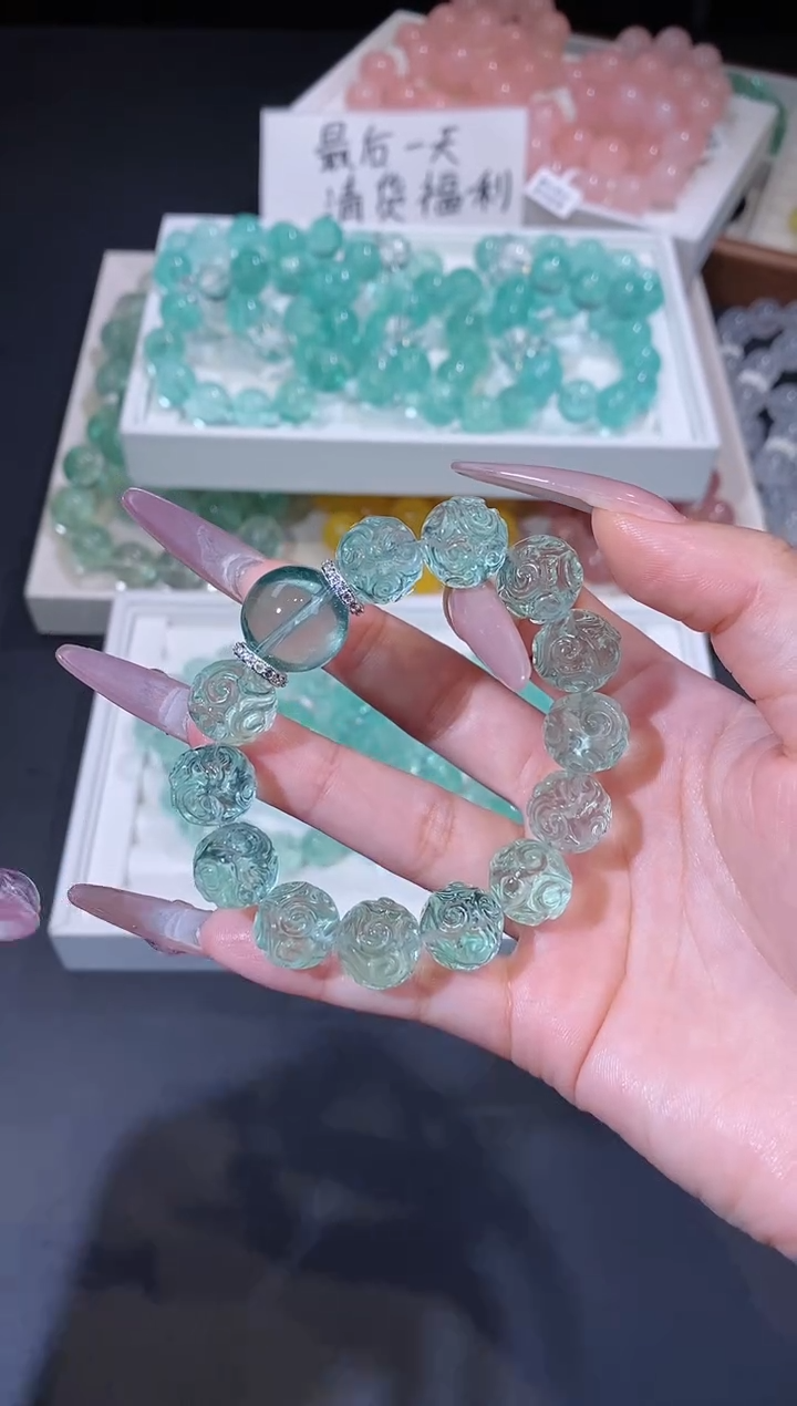 未镶嵌手链萤石1231.7绿萤石手串 多样性发其一