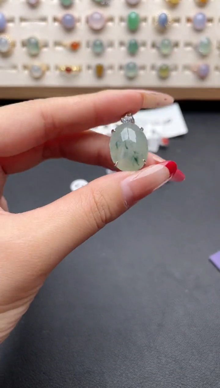 【闪购商品】翡翠吊坠(赠链)银S925镶嵌一物一证一礼盒