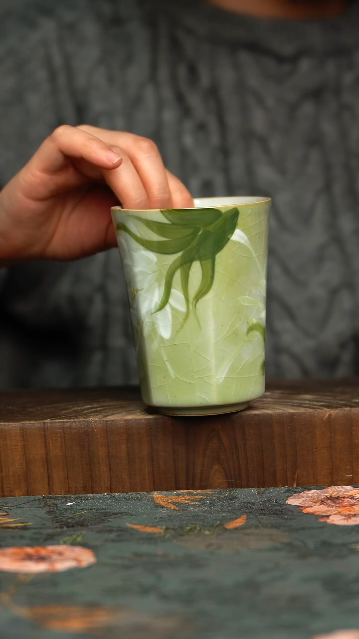杯釉下彩手工手绘同款陶器