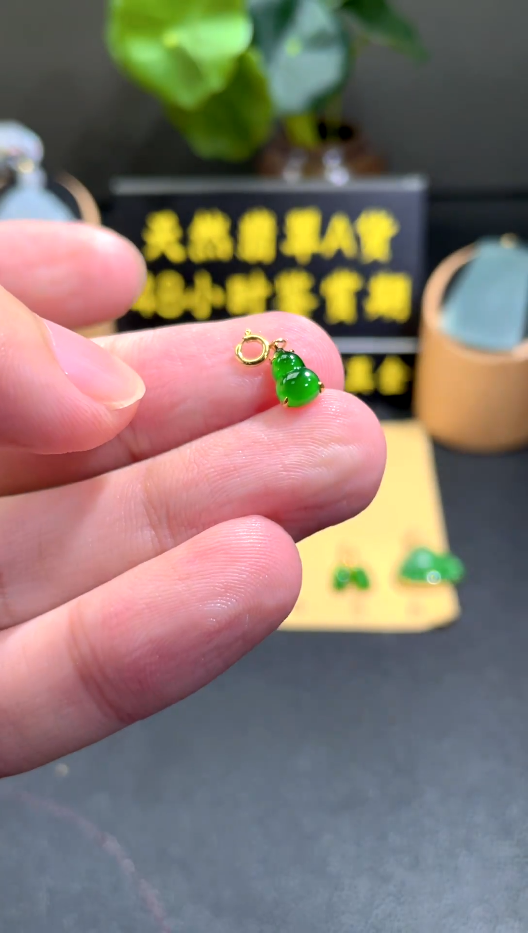 颈饰18K金镶嵌翡翠翡翠A货
