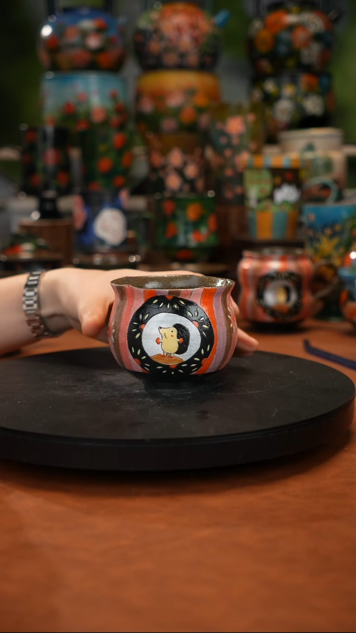 紫砂油画手绘釉下彩