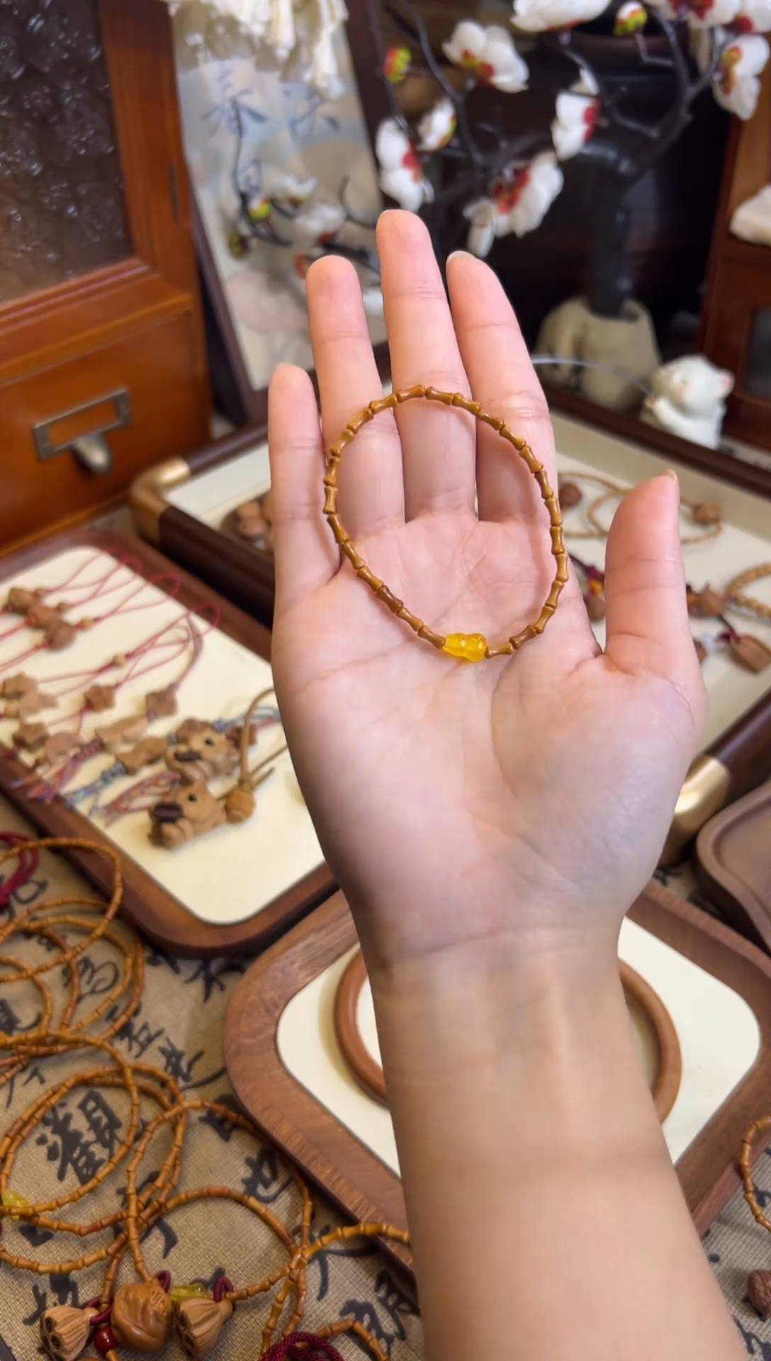 手串桃核【桃缘行】竹节「黄色葫芦」桃木桃核辟、挡、驱、护 备注手围