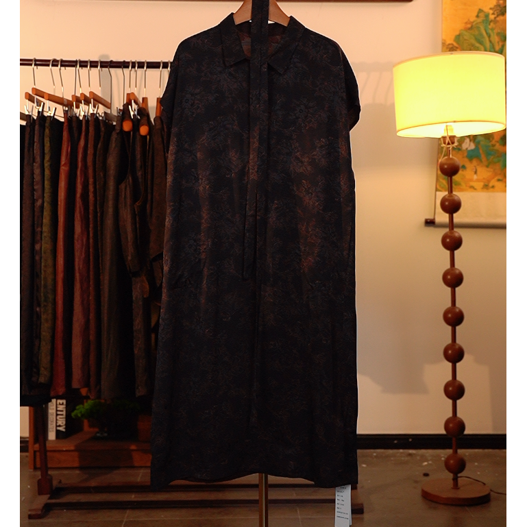 【云想陈先生-暗香浮动】中式重工香云纱连衣裙5049