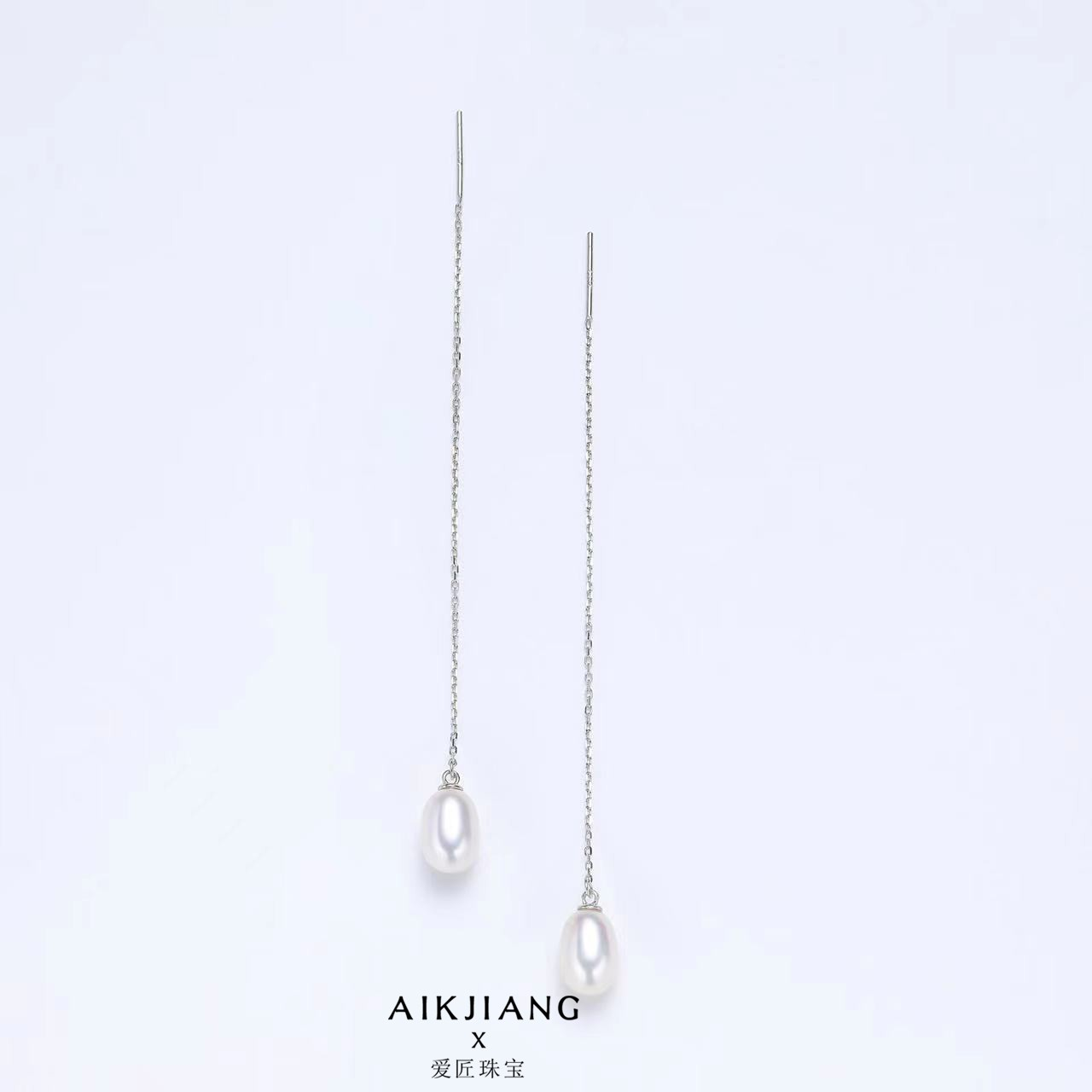 AIKJIANG/爱匠【新粉必入】 S925银淡水无核珍珠耳线6-7mm经典百搭