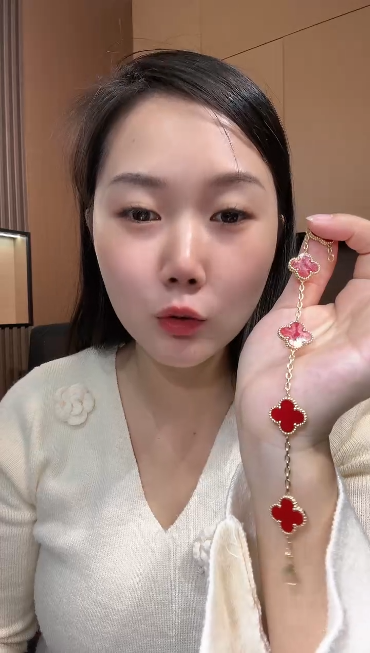 【闪购商品】玛瑙/玉髓手链18K金镶嵌红色k黄，五花手链GHJ 