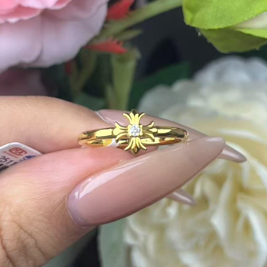 婷婷【足金999】十字架戒指6D工艺（款号82HHL252）