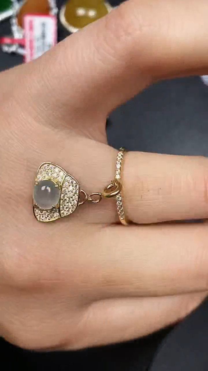 银S925镶嵌戒指翡翠9700