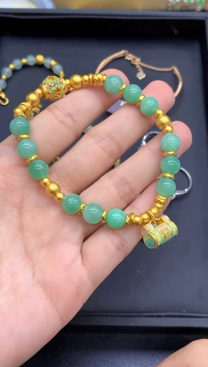 足金镶嵌手链翡翠551-中国好珍宝