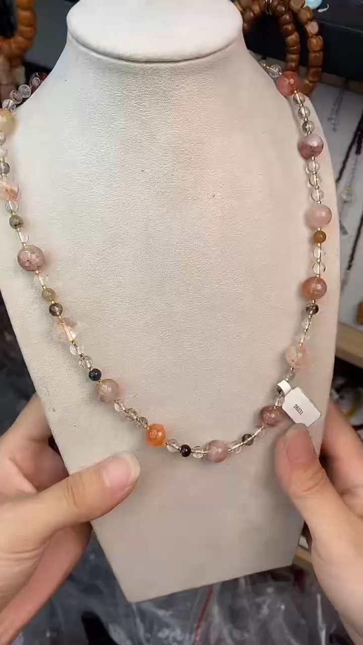 未镶嵌吊坠(赠链)水晶红胶花项链