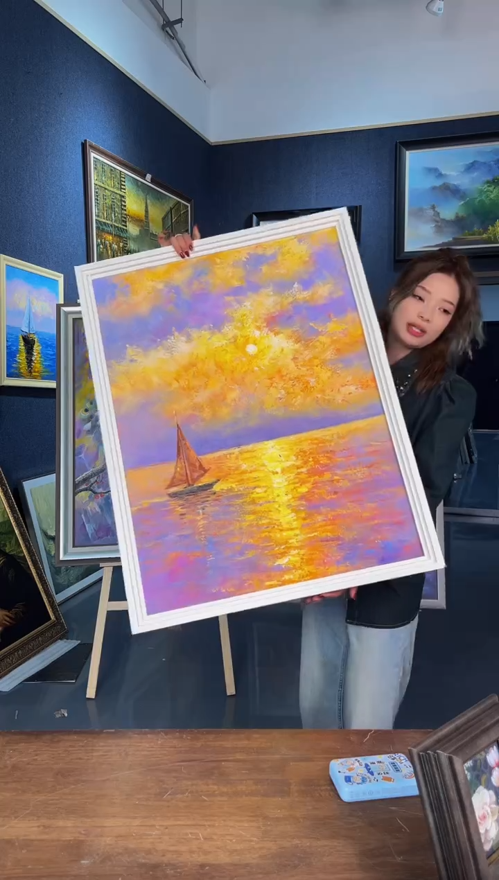 【闪购商品】油画34号手绘油画60*80 落日余晖