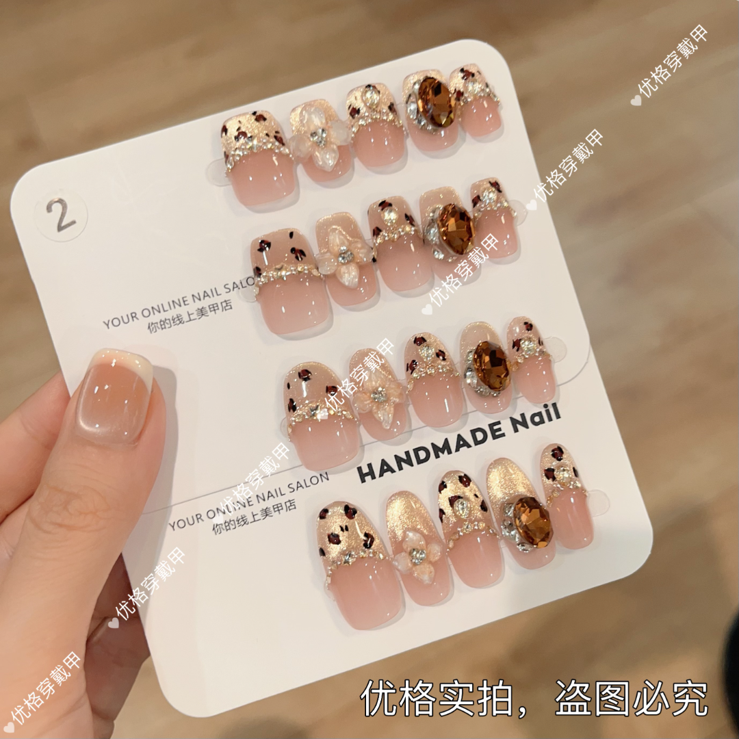 【金沙来财】纯手工穿戴甲片新款高级感指甲贴片10片装可拆卸美甲F5